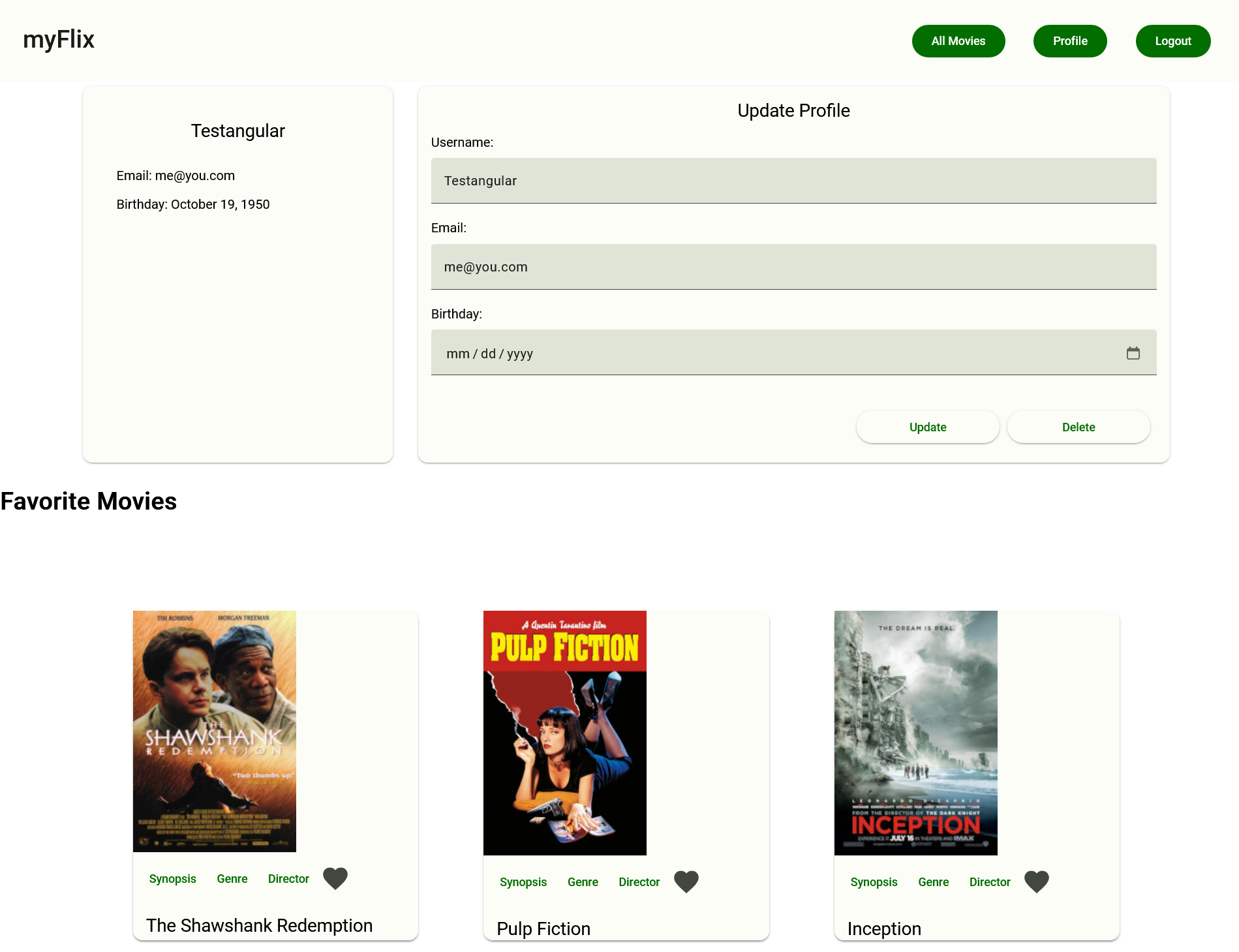 Screenshot of Angular myFlix App